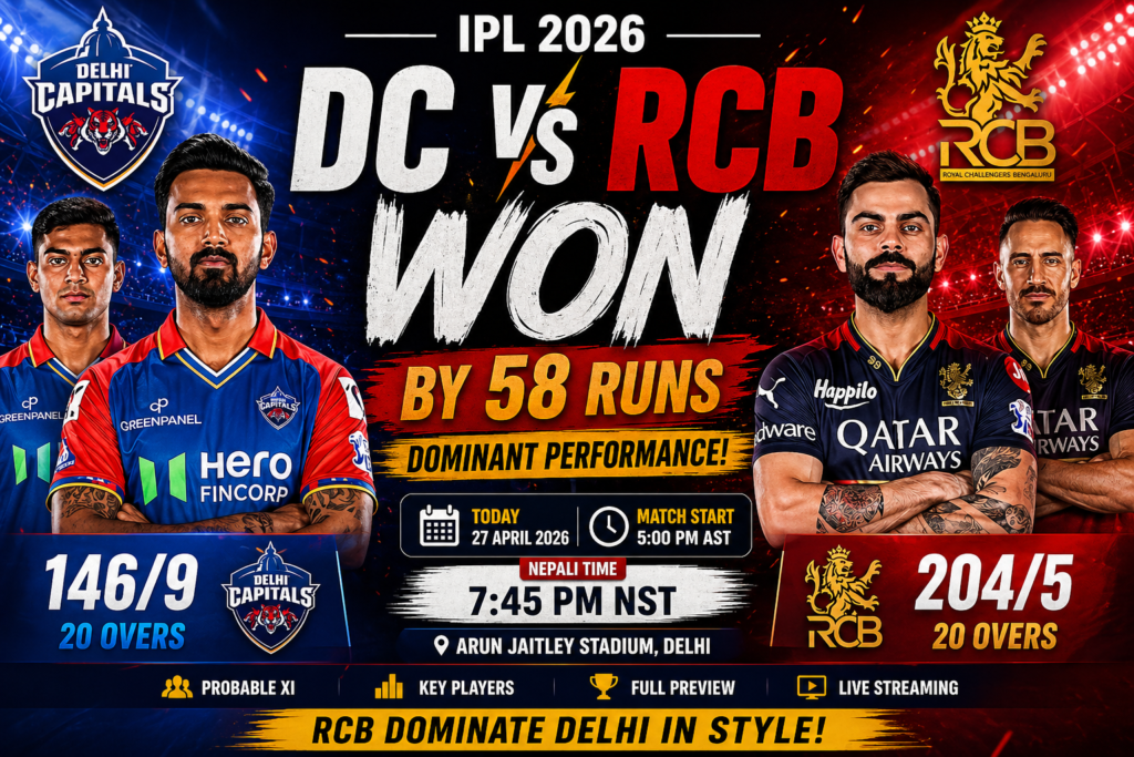 Royal Challengers Bengaluru Beat Delhi Capitals in Dominant Style in IPL 2026