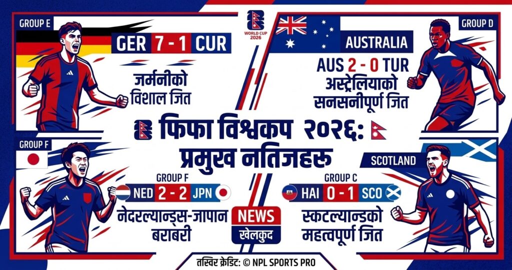 फिफा विश्वकप २०२६: जर्मनीको ऐतिहासिक ७ गोलको वर्षा, अस्ट्रेलियाको सानदार जित र नेदरल्यान्ड्स-जापानको रोमाञ्चक २-२ बराबरी