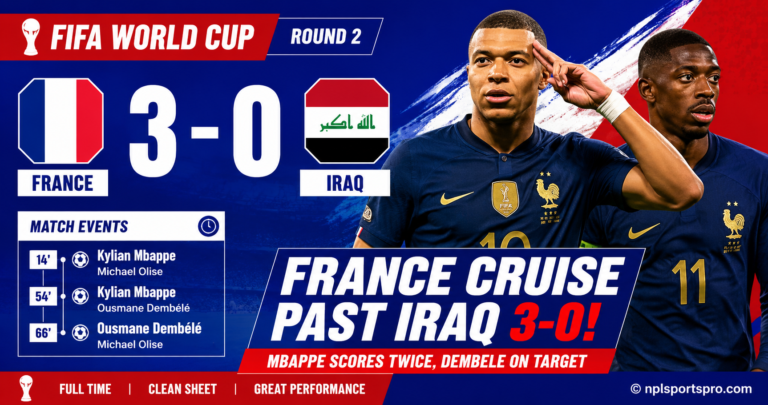 France Cruise Past Iraq 3-0 as Mbappe and Dembele Shine in FIFA World Cup Round 2