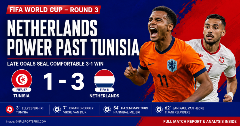 Netherlands beats Tunisia by a 3-1 in the FIFA World Cup Round 3 match