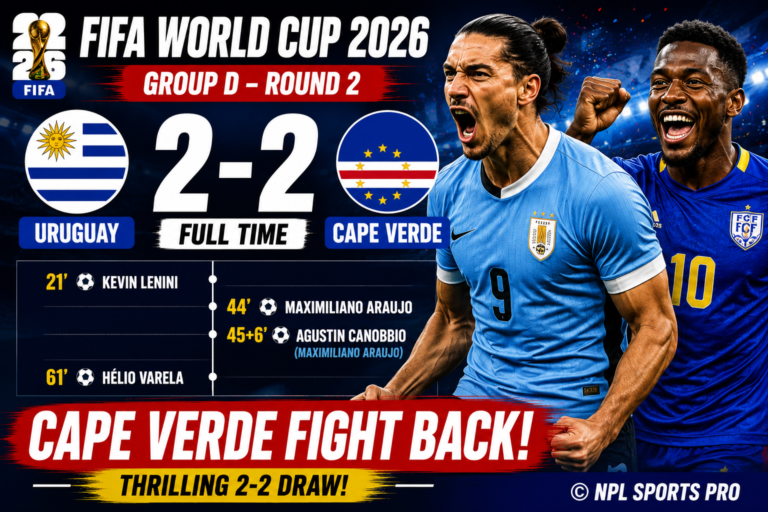 Cape Verde fight back to hold Uruguay 2-2 in entertaining draw