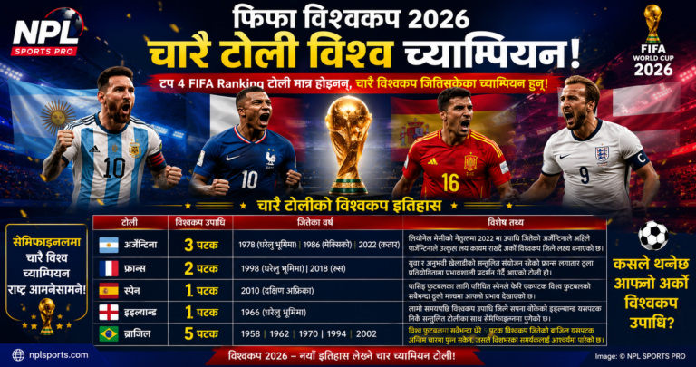 फिफा विश्वकप २०२६: शीर्ष चार टोली मात्रै होइनन्, चारै विश्व च्याम्पियन – ब्राजिल बाहिरिएपछि बनेको दुर्लभ इतिहास